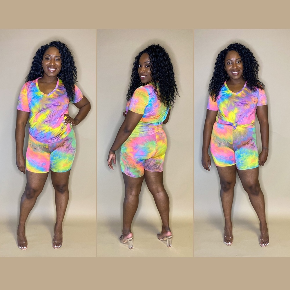 New Tie dye biker set